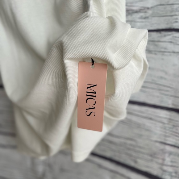 MICAS Asymmetrical Ribbed White Maxi Dress Large - Picture 2 of 2